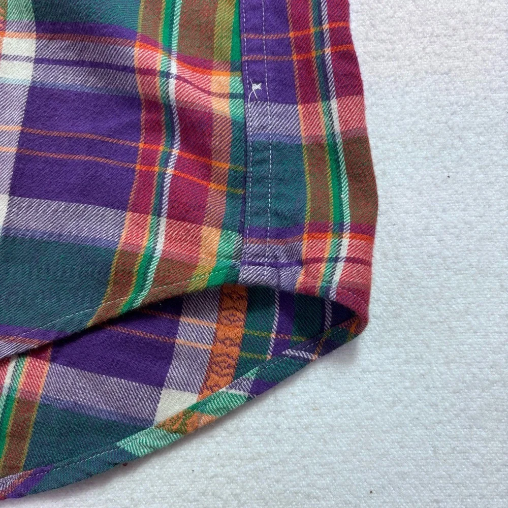 Vintage Polo Ralph Lauren Purple Plaid Pearl Snap Western Cowboy Shirt L Ranch
